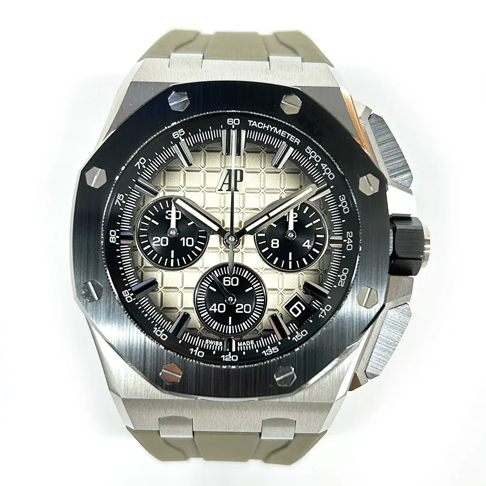 Audemars Piguet Royal Oak Offshore Chrono 26420SO.OO.A600CA.01 Stainless Steel With Light Brown Rubber Watch Light Brown Dial