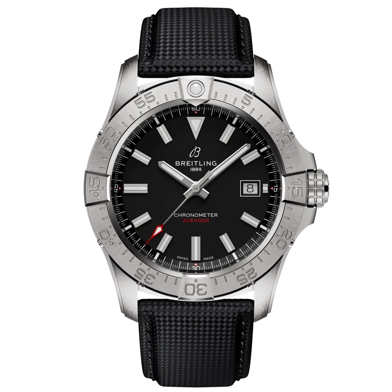 Breitling Avenger 42mm A17328101B1X1 Automatic Black Dial Stainless Steel with Black Leather Strap Men's Watch 2024