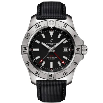 Breitling Avenger GMT Black Dial A32320101B1X1 Stainless Steel With Black Calfskin Leather Strap