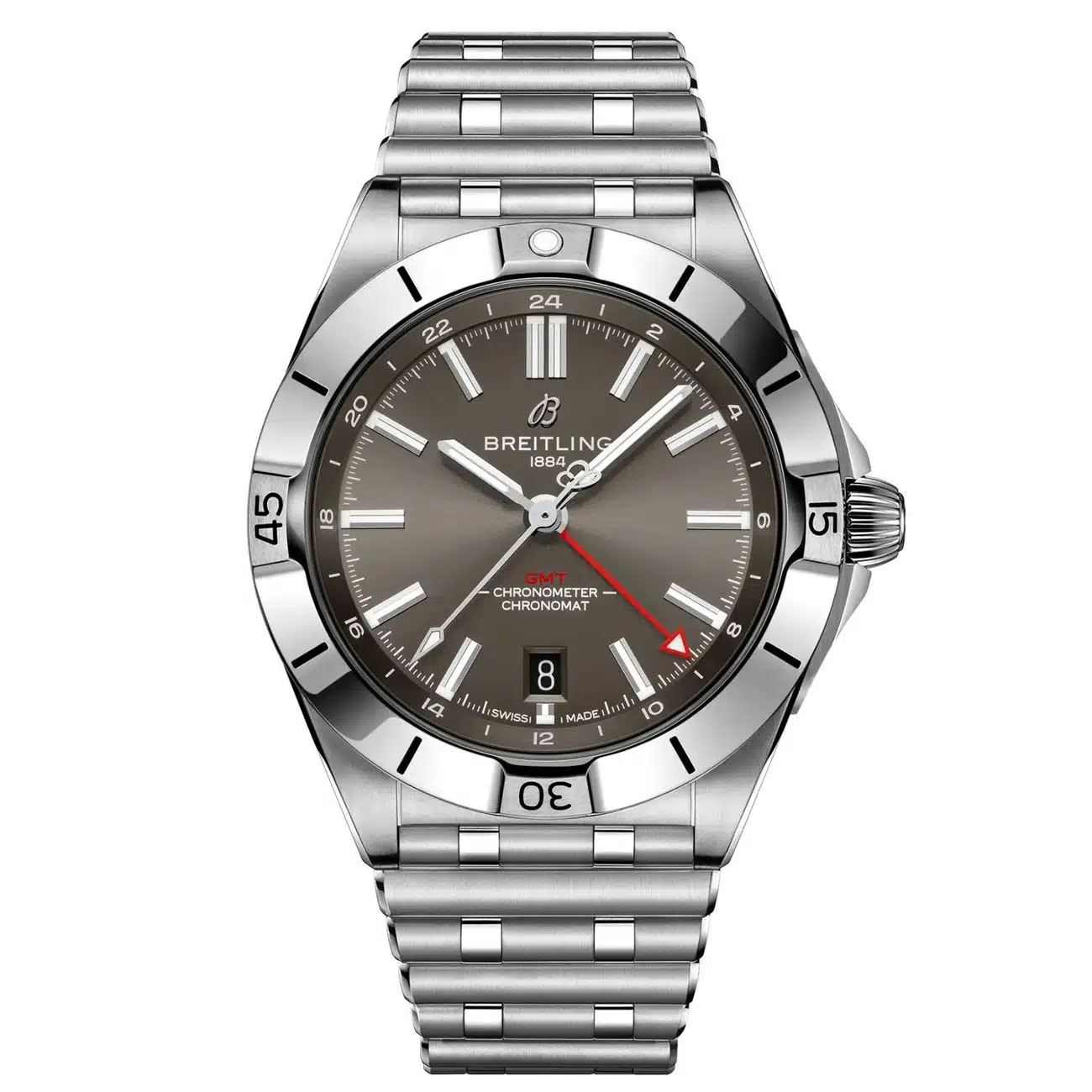 Breitling Chronomat GMT A32398101M1A1 40mm Grey Dial Uni-directional Bezel Stainless Steel Watch
