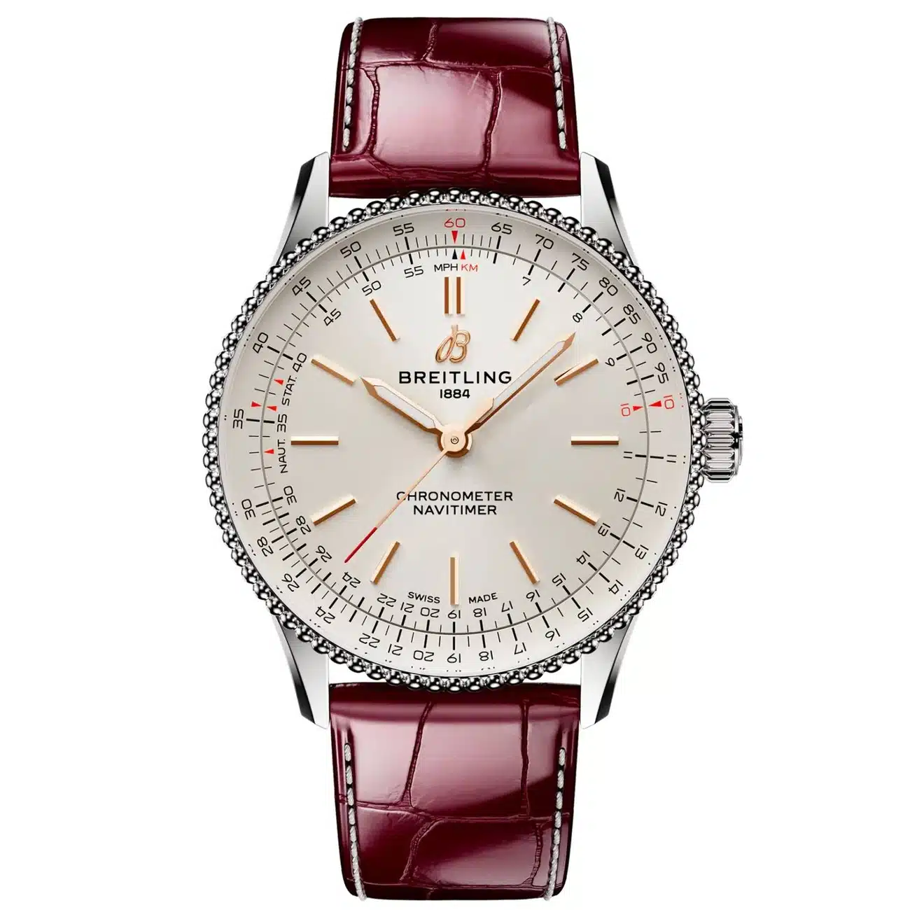 Breitling Navitimer 36mm A17327211G1P1 Stainless Steel with Burgundy Alligator Strap