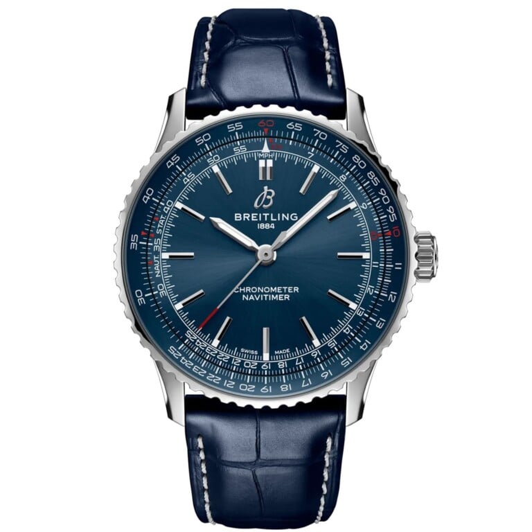 Breitling Navitimer A17329161C1P1 Blue Dial Automatic Stainless Steel with Blue Leather Watch 2024