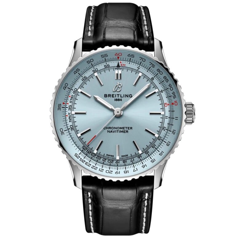 Breitling Navitimer A17329171C1P1 Stainless Steel with Black Leather Watch Blue Dial