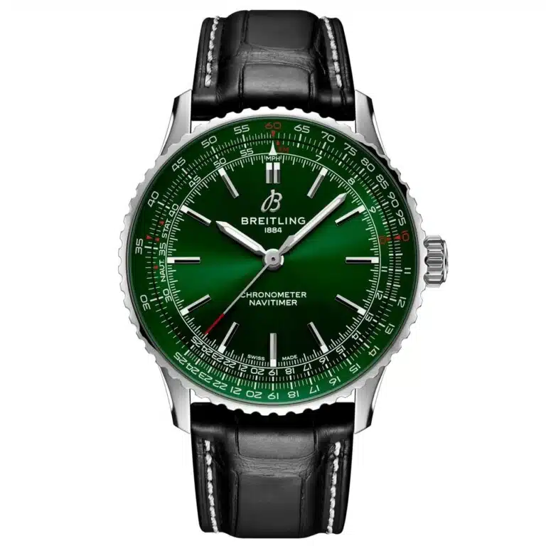 Breitling Navitimer Green Dial A17329371L1P1 Stainless Steel with Black Leather Strap