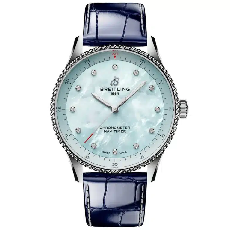 Breitling Navitimer Chronometer A77320171C1P1 Quartz Stainless Steel with Blue Alligator Leather Watch Blue MOP Dial