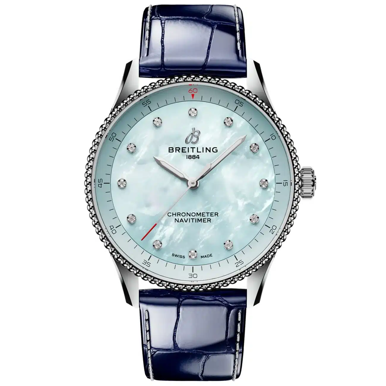Breitling Navitimer Chronometer A77320171C1P1 Quartz  Stainless Steel with Blue Alligator Leather Watch Blue MOP Dial