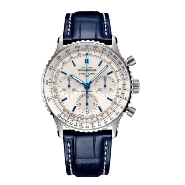 Breitling Navitimer B01 Chronograph AB0139A71G1P1 41mm White Dial Bidirectional Rotating Bezel Stainless Steel with Blue