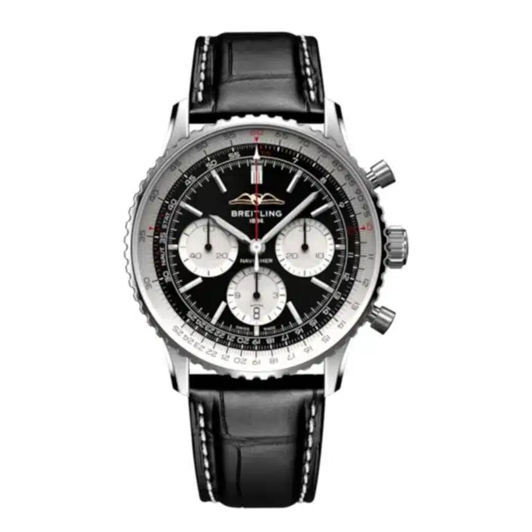Breitling Navitimer B01 Chronograph AB0138211B1P1 43mm Black Dial Bidirectional Rotating Bezel Stainless steel with Black Alligator Strap Leather Watch