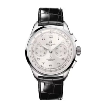 Breitling Premier B09 Chronograph AB0930371G1P1 40mm Silver Dial Fixed Bezel Stainless Steel with Black Alligator Leather