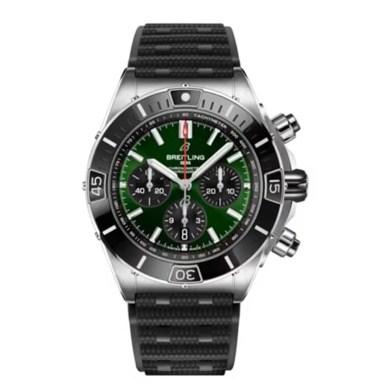Breitling Super Chronomat B01 AB0136251L1S1 44mm Green Dial Unidirectional Ratcheted Rotating Bezel Stainless Steel with