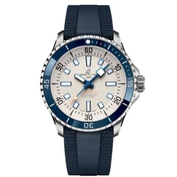 Breitling Superocean Automatic 42mm A17375E71G1S1 Silver Dial Steel with Blue Rubber