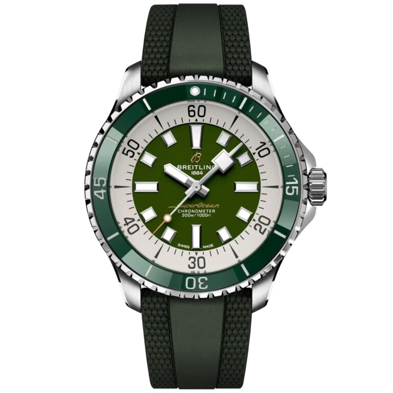 Breitling Superocean Automatic 44mm A17376A31L1S1 Green Dial Stainless Steel With Green Rubber Band
