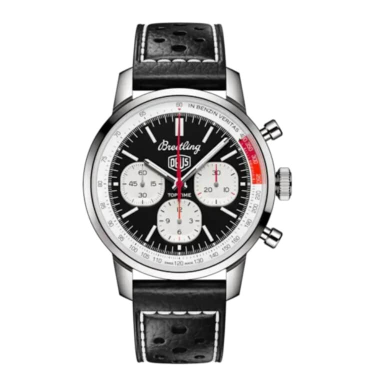 Breitling TOP TIME B01 Deus Chronograph AB01765A1B1X1 41mm Black Dial Fixed Bezel Stainless Steel With Black Calfskin