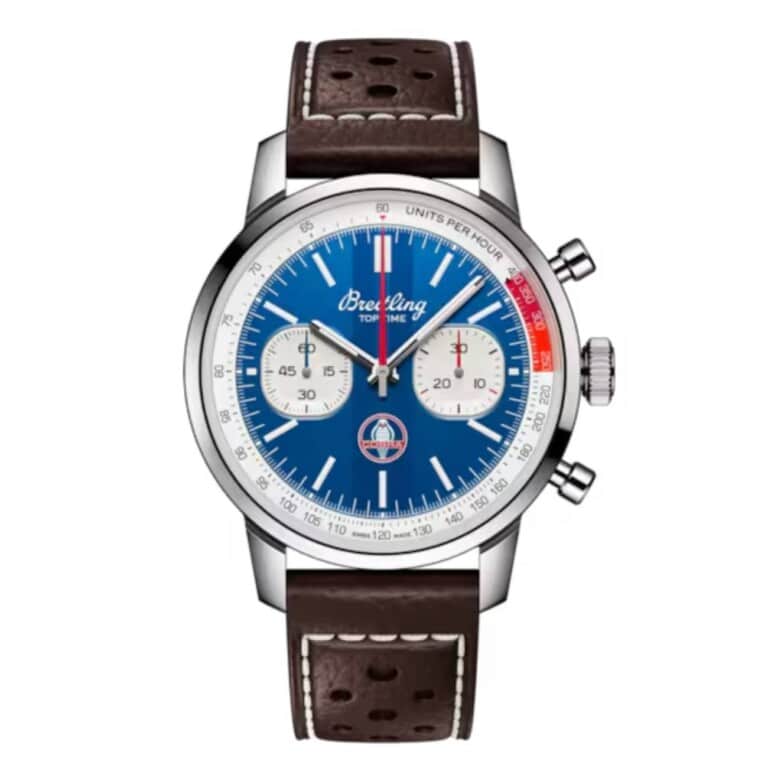 Breitling Top Time B01 Shelby Cobra Chronograph AB01763A1C1X1 41mm Blue Dial Fixed Bezel Stainless Steel with Brown Calfskin