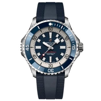 Breitling Blue Dial Superocean 46mm A17378E71C1S1 Stainless Steel With Blue Rubber Band