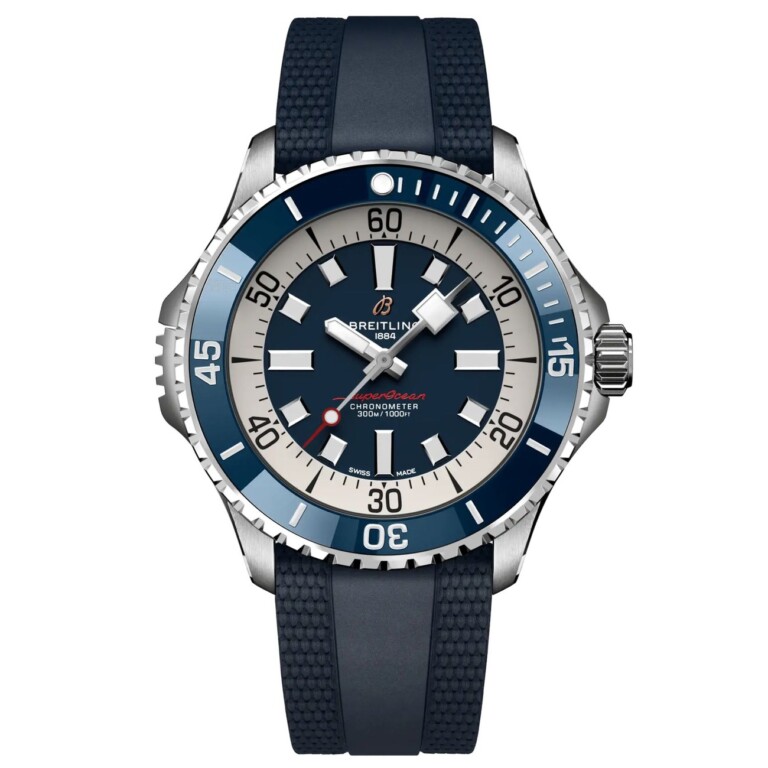 Breitling Blue Dial Superocean 46mm A17378E71C1S1 Stainless Steel With Blue Rubber Band
