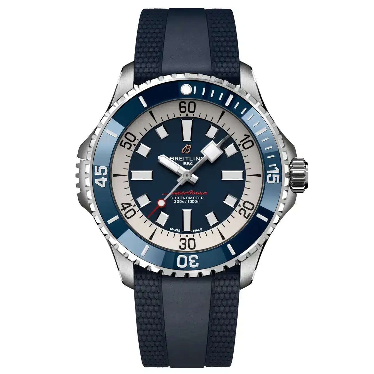 Breitling Blue Dial Superocean 46mm A17378E71C1S1 Stainless Steel With Blue Rubber Band