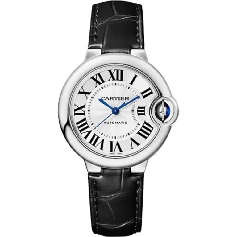Cartier Ballon Bleu 33mm Alligator Watch WSBB0030 Silver Dial