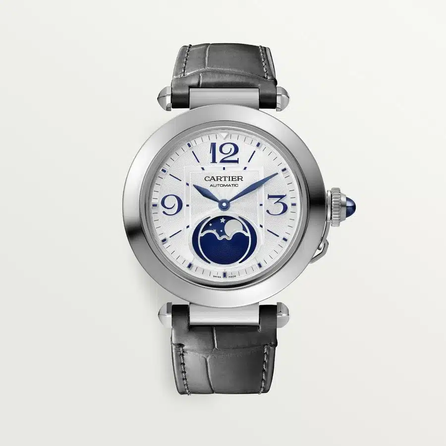 Cartier Pasha Moonphase 41mm WSPA0030 Alligator Leather Watch Silver Dial 2024
