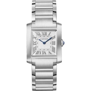 Cartier Tank Francaise WSTA0074 medium stainless steel watch, silver dial