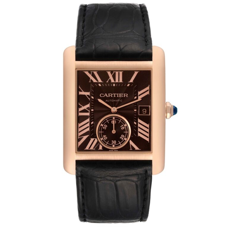 Cartier Tank W5330002 rose gold watch, brown leather strap