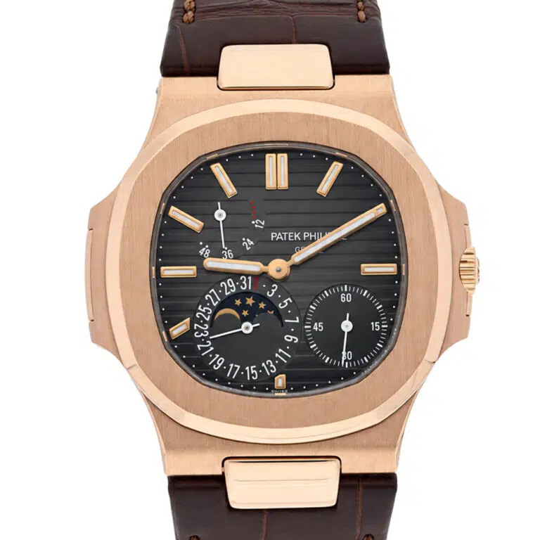 Patek Philippe Nautilus 5712R-001 Brown Dial Rose Gold Leather Strap Watch – image 2