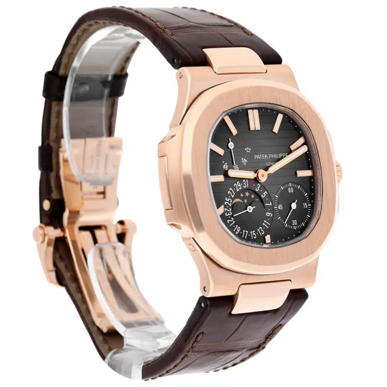Patek Philippe Nautilus 5712R-001 Brown Dial Rose Gold Leather Strap Watch – image 3