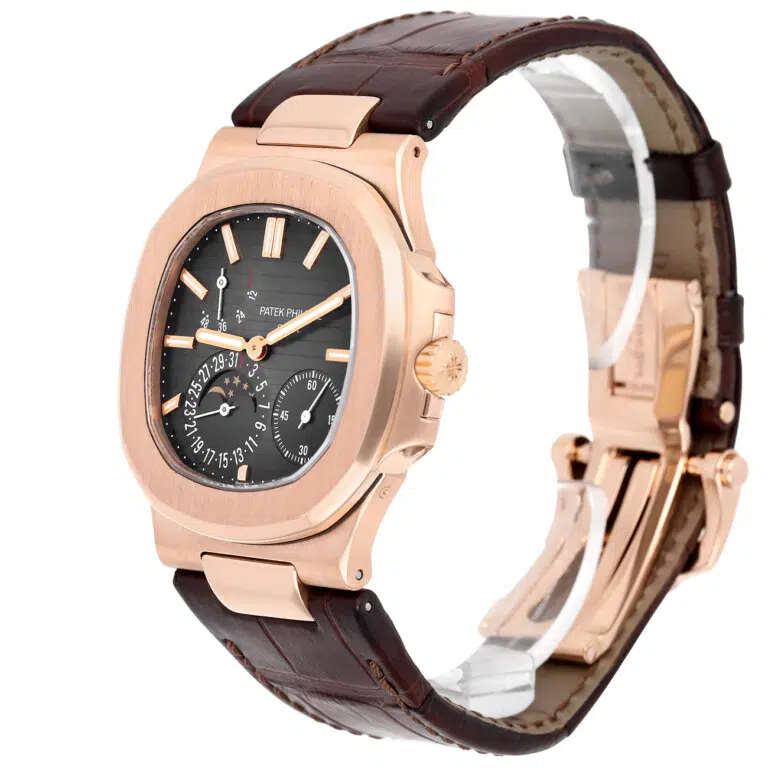 Patek Philippe Nautilus 5712R-001 Brown Dial Rose Gold Leather Strap Watch – image 6