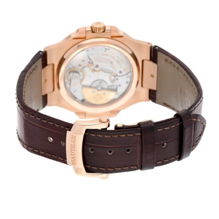 Patek Philippe Nautilus 5712R-001 Brown Dial Rose Gold Leather Strap Watch – image 7