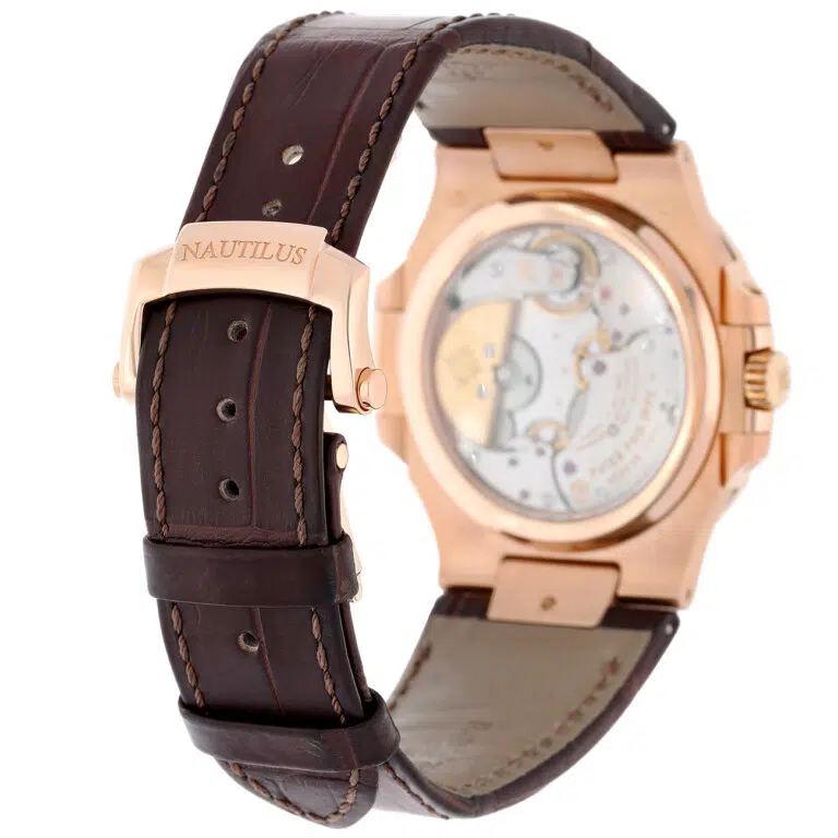 Patek Philippe Nautilus 5712R-001 Brown Dial Rose Gold Leather Strap Watch – image 8