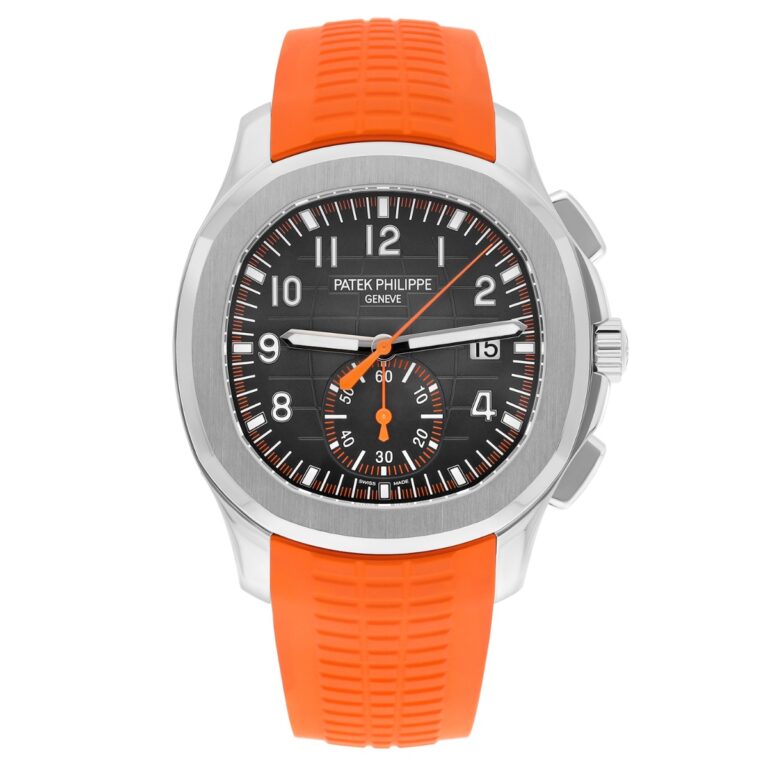 Patek Philippe Aquanaut 5968A chronograph stainless steel watch, orange rubber strap