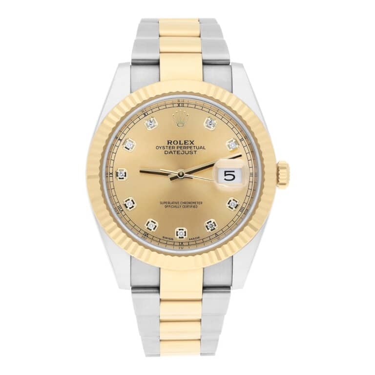 Rolex Datejust 41 Factory Champagne Diamond Dial 2tone Watch Oyster Band 126333