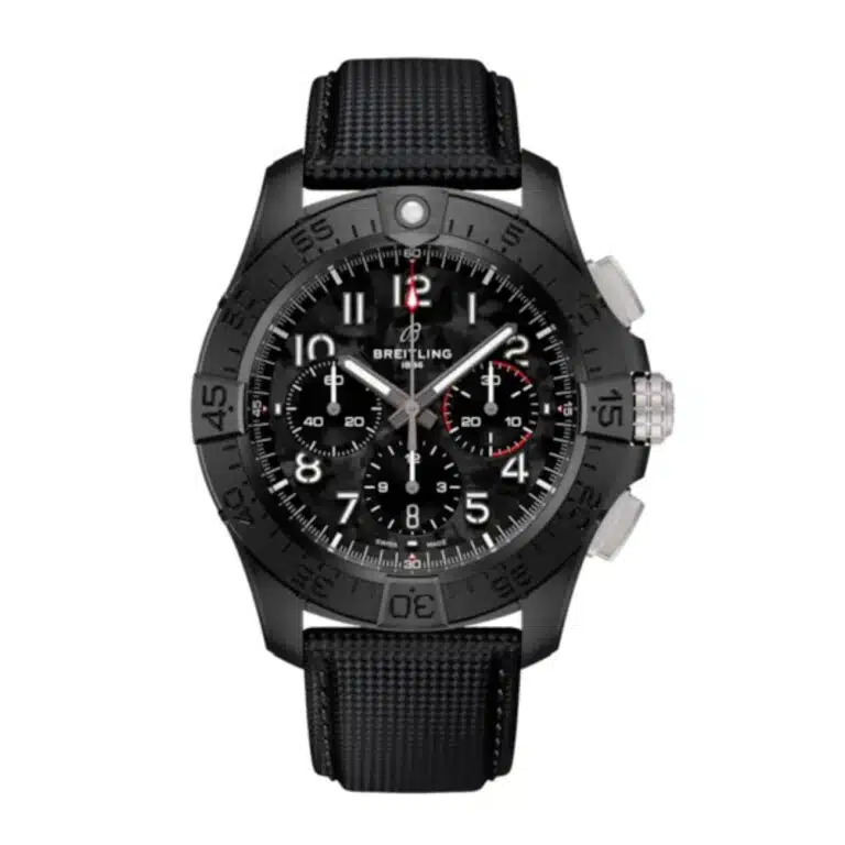 Breitling Avenger B01 Chronograph Night Mission SB0147101B1X1 44mm Black Camoflage /Patterned Dial Unidirectional Rotating Bezel Ceramic with Anthracite Calfskin Leather Strap Watch
