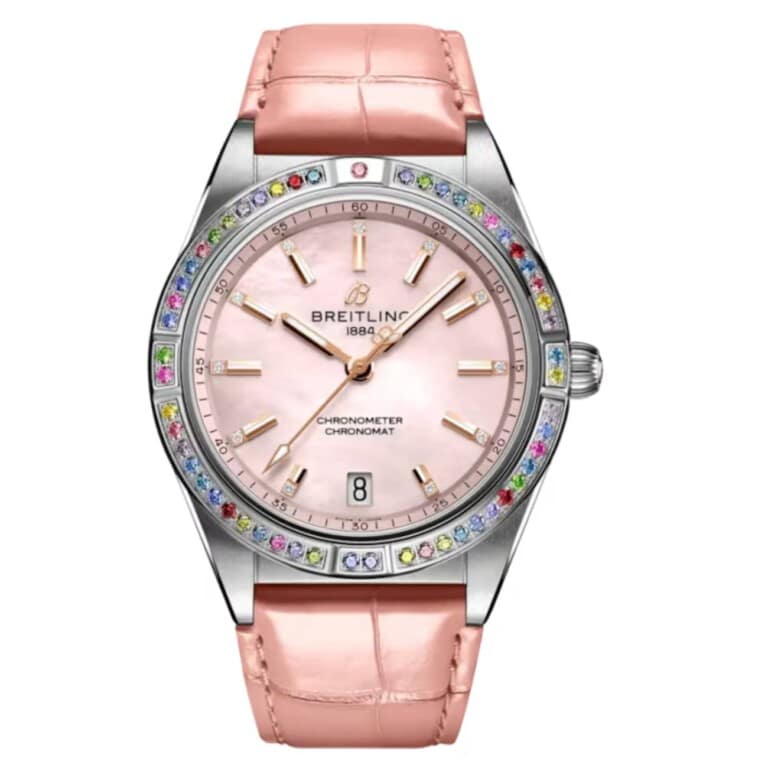 Breitling Chronomat Automatic South Sea G10380BB1K1P1 36mm Pink MOP Dial Fixed Bezel Stainless Steel/18k White Gold with