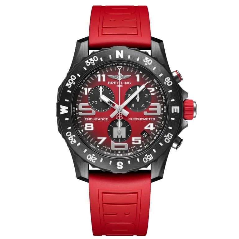Breitling Endurance Pro 44mm X823109A1K1S1 Black Polycarbonate Case With Black Rubber Strap Watch Red Dial 2024