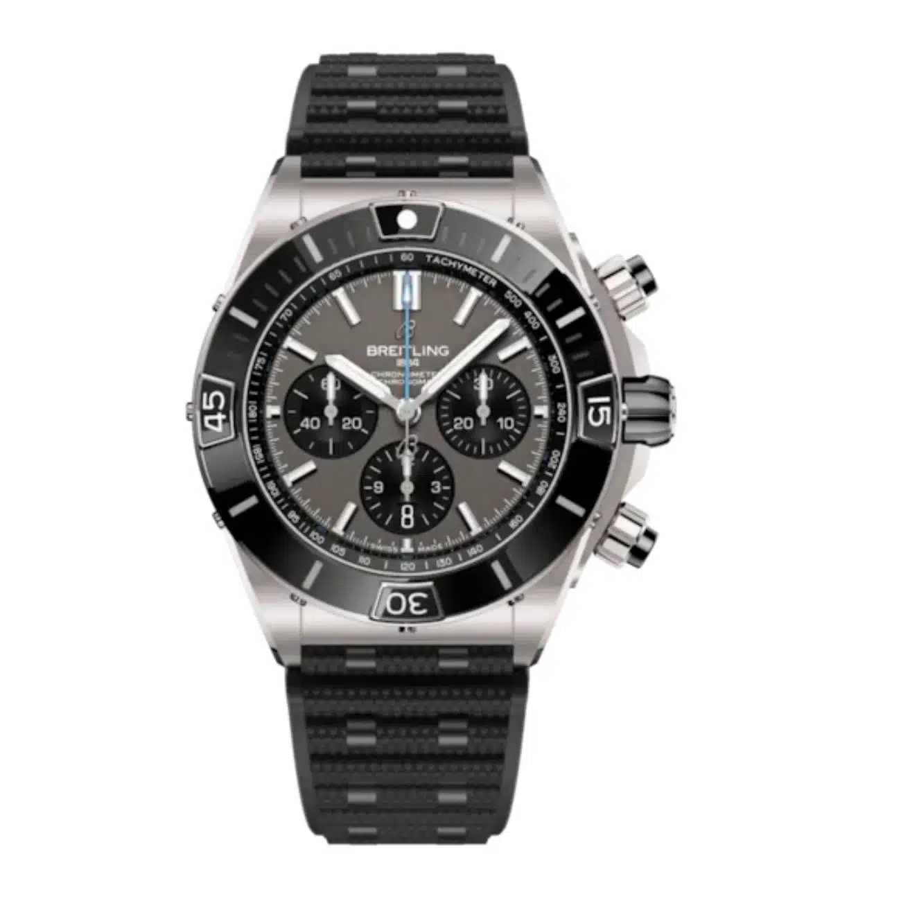 Breitling Super Chronomat B01 EB0136251M1S1 44mm Grey Dial Unidirectional Rotating Bezel Titanium with Black Rubber Strap Watch