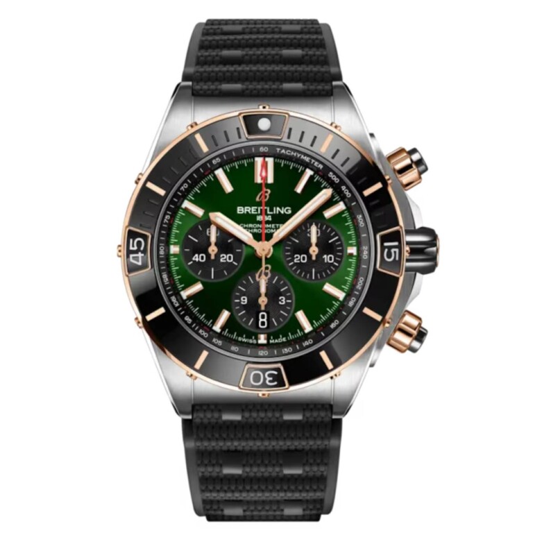 Breitling Super Chronomat B01 UB0136251L1S1 44mm Green Dial Unidirectional Ratcheted Rotating Bezel Stainless Steel /18k Red