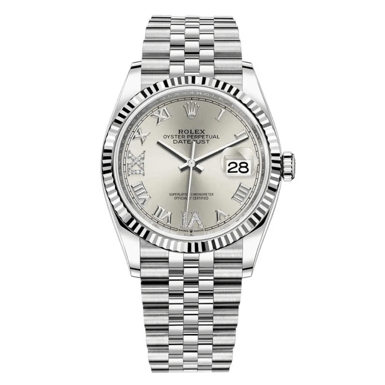 Rolex Datejust 126234-0029 Stainless Steel Silver Dial Pave at 6 and 9 Jubilee