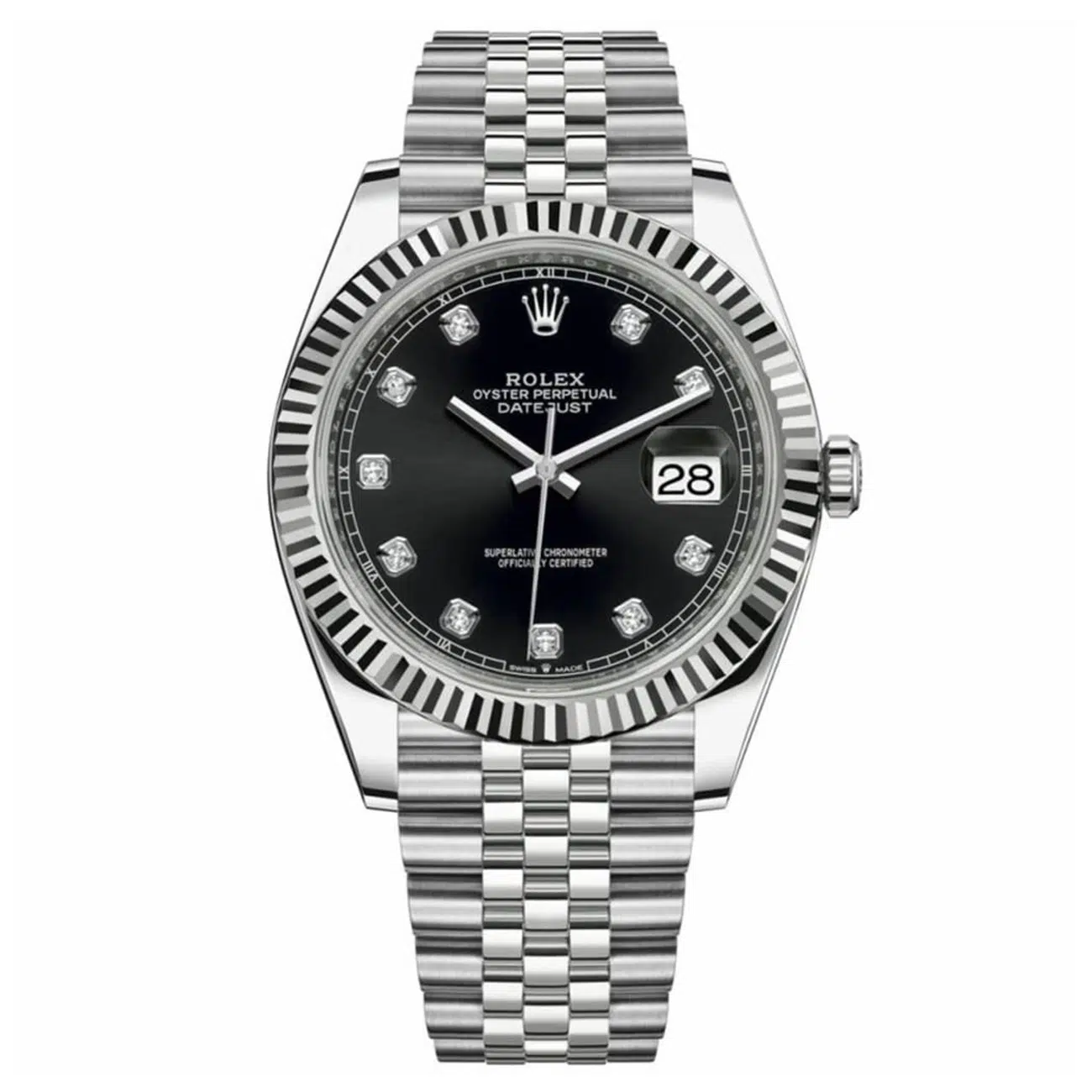 Rolex Datejust 126334-0012 Jubilee Stainless Steel 41mm with Black Diamond Dial Watch 2024