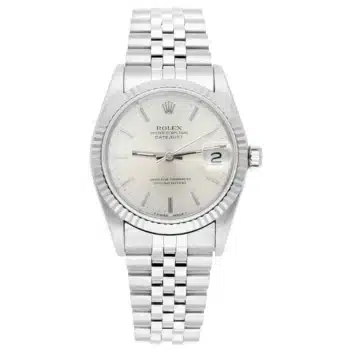 Rolex Datejust 31 68274 silver index dial steel watch, white gold bezel