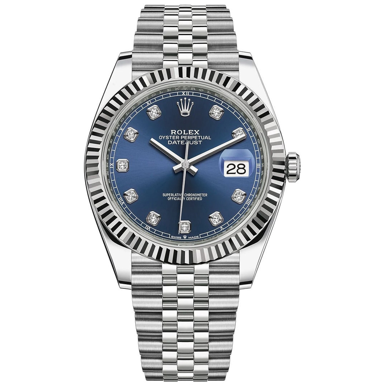 Rolex Datejust 126334-0016 Jubilee Stainless Steel 41mm with Blue Diamond Dial Watch 2024