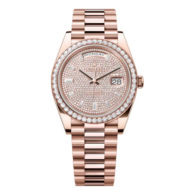 Rolex Day Date 40mm 228345rbr-0002 Rose Gold with Pave Diamond Dial Presidential Watch