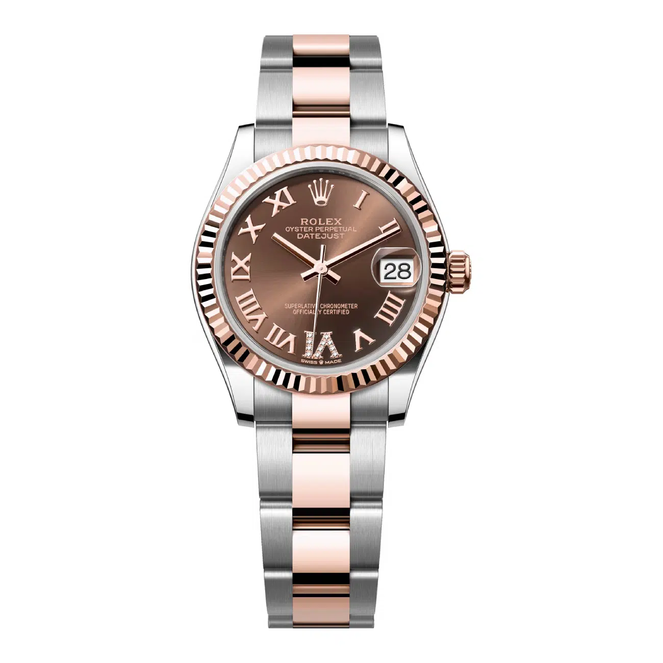 Rolex Datejust 31 278271-0003 Steel and Everose Gold Watch Fluted Bezel Oyster Bracelet