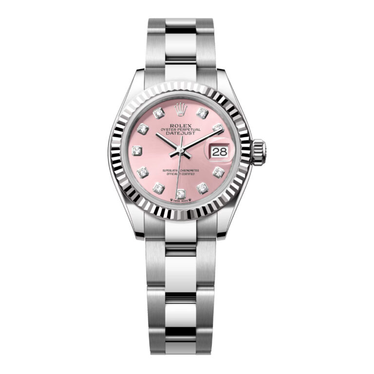 Rolex Datejust 28 Steel and 18K White Gold Fluted Bezel Pink Diamond Dial 279174-0004 Oyster Bracelet Watch 2024