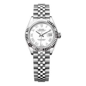 Rolex 279174-0019 Steel and White Gold Lady Datejust 28 Fluted Bezel White Roman Dial Jubilee Bracelet Watch 2024