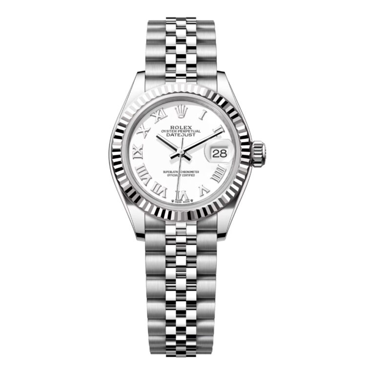 Rolex 279174-0019 Steel and White Gold Lady Datejust 28 Fluted Bezel White Roman Dial Jubilee Bracelet Watch 2024