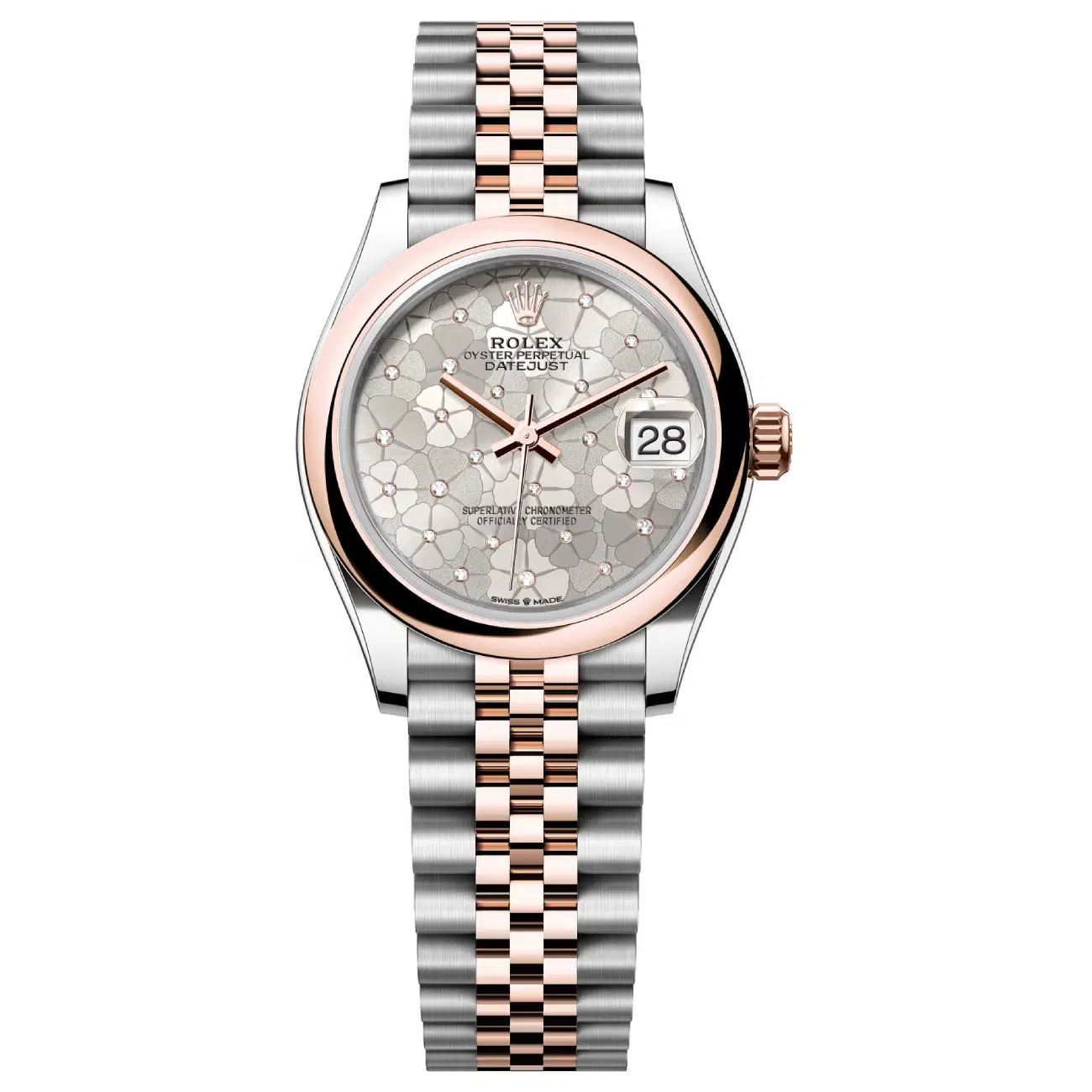 Rolex Datejust 31mm 278241-0032 Jubilee Stainless Steel & Rose Gold Watch Silver Floral Dial 2024