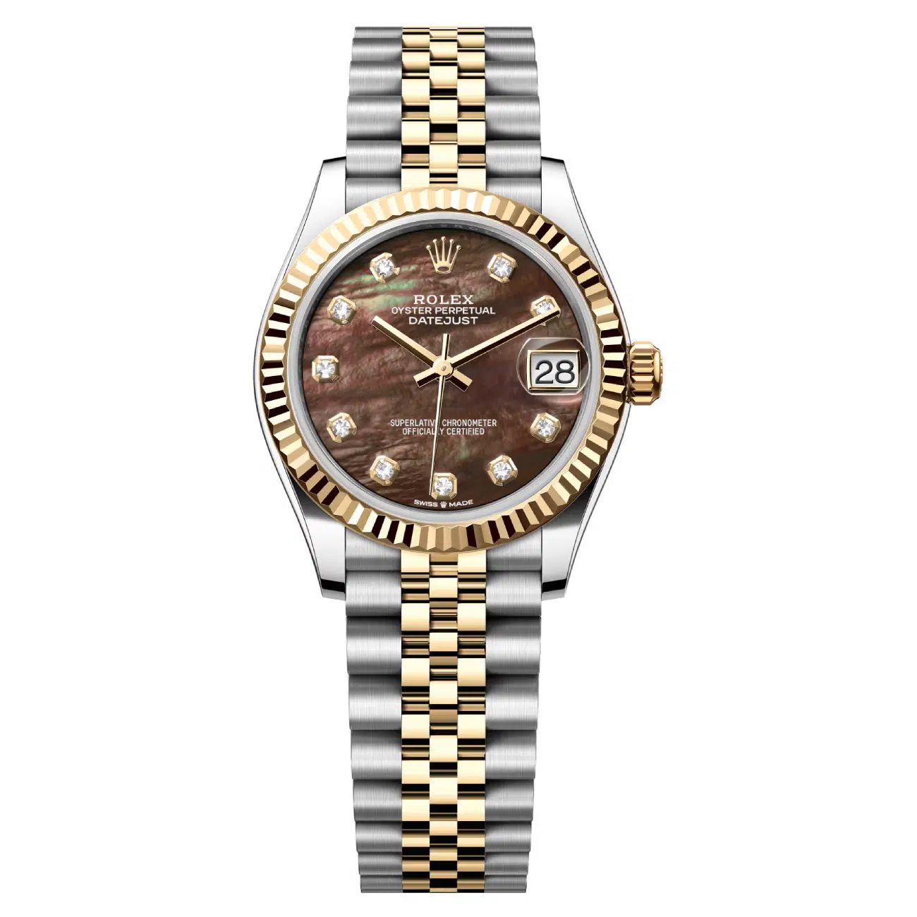 Rolex Datejust 31 Steel/Yellow Gold Dark Mother of Pearl Diamond Dial 278273-0024 Jubilee Bracelet Watch 2024