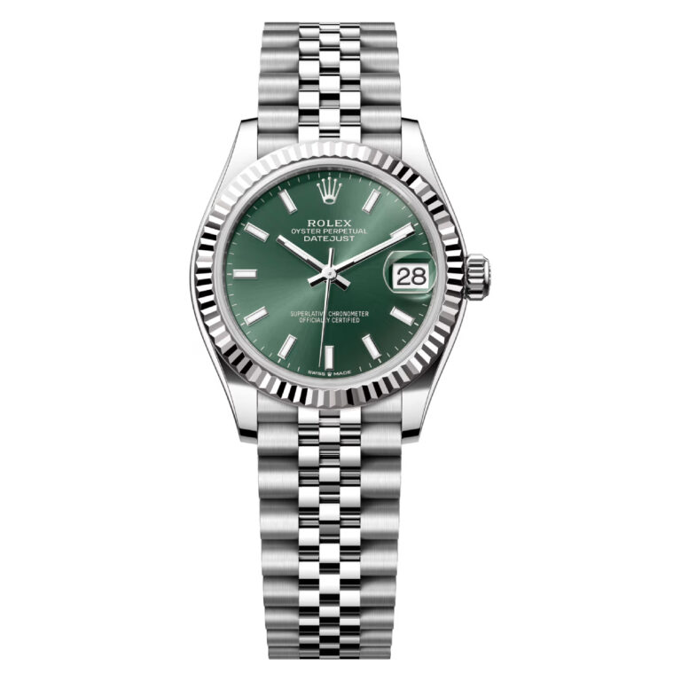 Rolex Datejust 31 278274-0018 Steel and White Gold Fluted Bezel Mint Green Index Dial Jubilee Bracelet Watch 2024