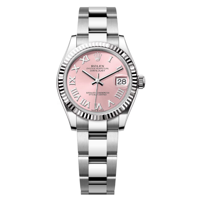 Rolex Datejust 31 Steel and White Gold Fluted Bezel 278274-0019 Pink Roman Dial Oyster Bracelet